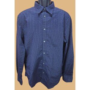 Armani Exchange Mens Long Sleeve Navy Striped Shirt Medium